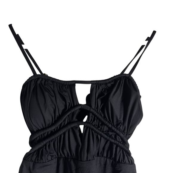 Becca Rebecca Virtue Color Code Sarai Black Plunge One Piece Swimsuit Size M - Picture 4 of 9